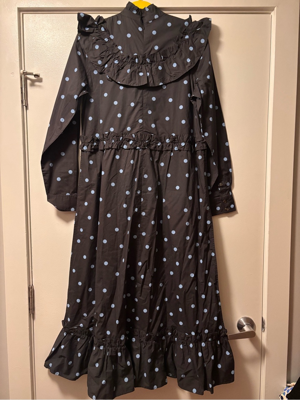 NWT Ganni Blue Polka Dot Cotton Poplins Ruffle Cottagecore Maxi Dress - Picture 5 of 10